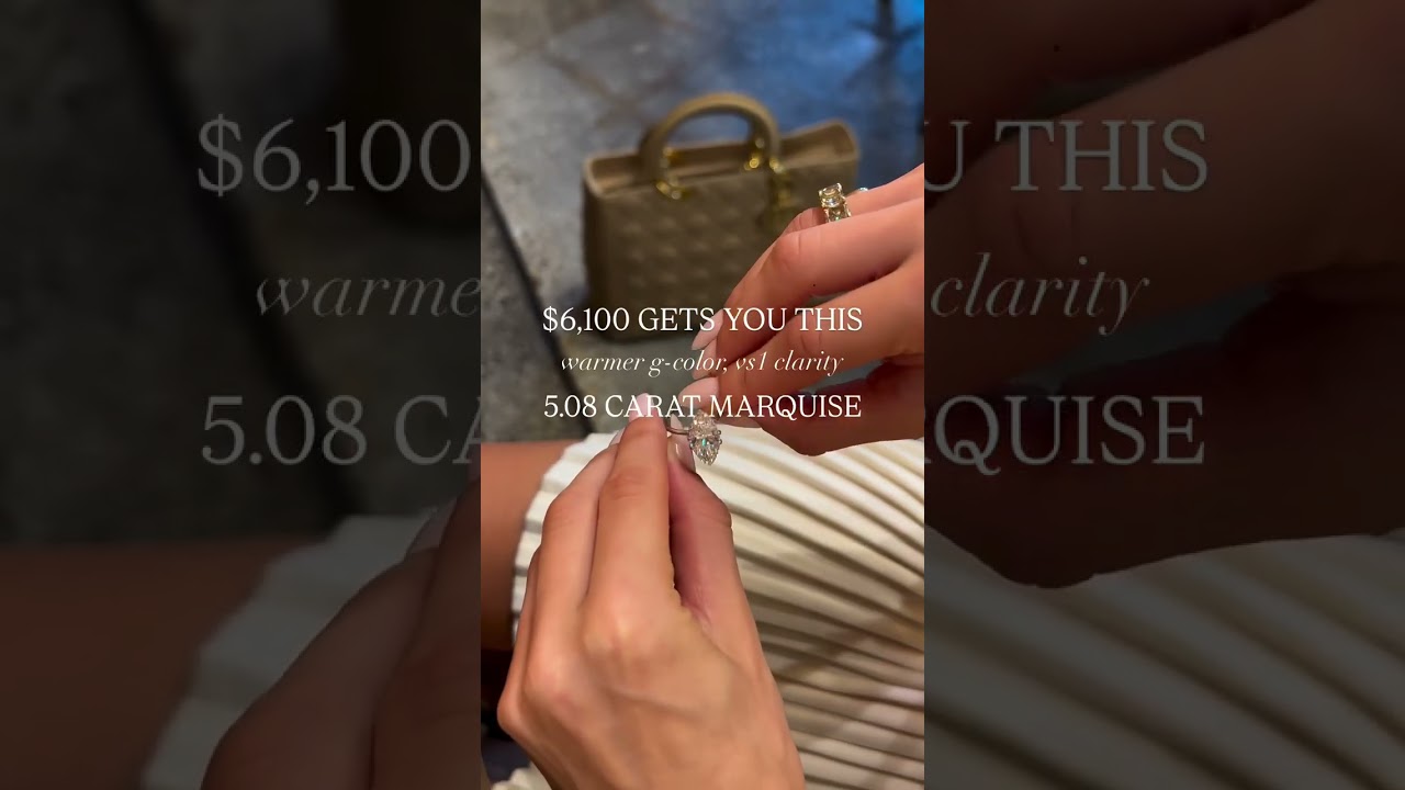 $6,100 for 5.08 carats of warmer G-color, VS1 clarity marquise lab diamond 🙌🏼