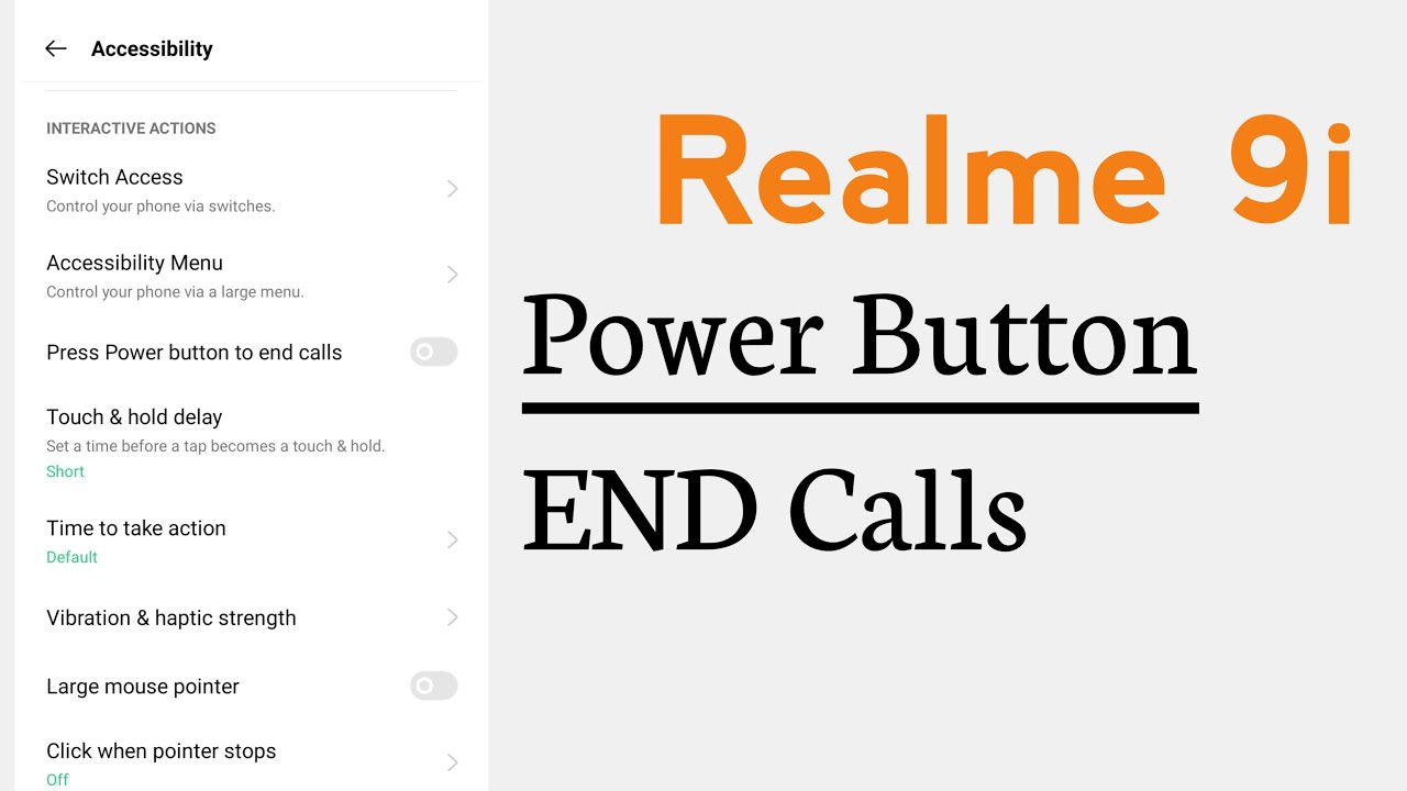 Realme 9i Power Button END Call Setting