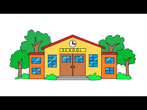 Video 128- HOW TO DRAW SCHOOL EASY - STEP BY STEP - MS PAINT... - youtube