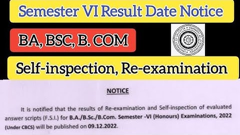 CU Semester VI Re-examination and Self-inspection Result Date Out @GDT_RoshanSir BA, B. SC, B COM