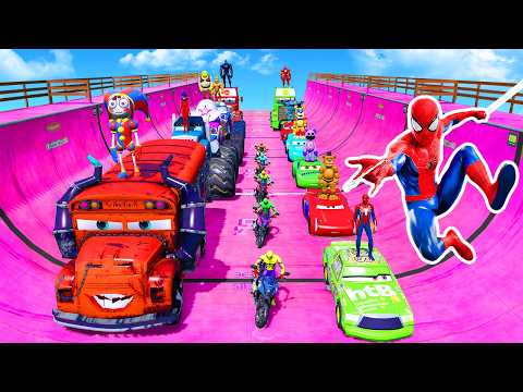 GTA V Spider-Man vs Hulk vs Venom Battle on Motorcycle 💥 New Epic Crazy Stunt Race
