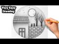 How to draw easy nature drawing | Drawing of Nature |nature scenery Shading circle | Easy Pencil Art