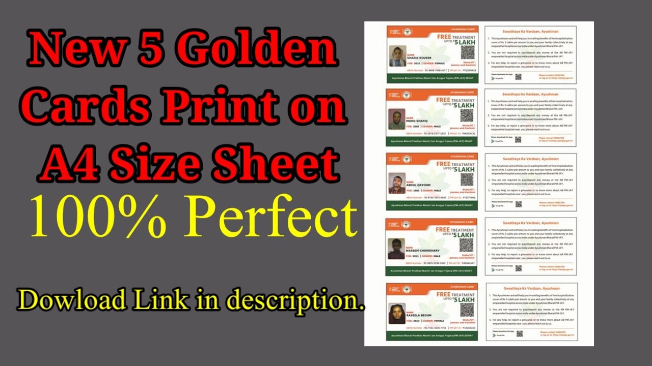 HOW TO PRINT NEW FIVE AYUSHMAN CARDS IN A4 SIZE SHEET ACTION IN HOW TO PRINT NEW FIVE AYUSHMAN CARDS IN A4 SIZE SHEET ACTION IN