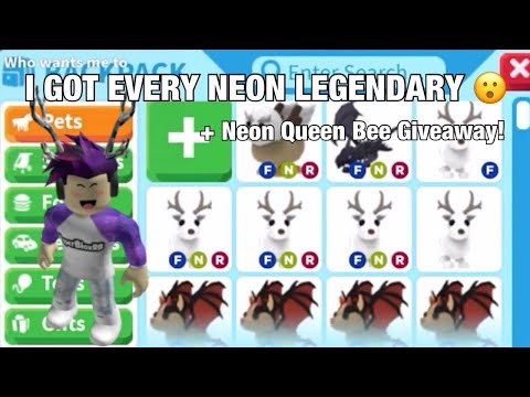 I Got Every Neon Legendary Pet My Adopt Me Inventory Neon Queen Bee Giveaway Roblox Youtube - adopt me hardest obby cheat tiny isles roblox youtube