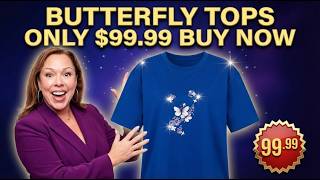 La Marey Navy Butterfly Print Short Sleeve Top - One Size