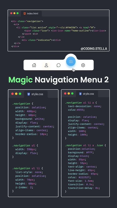 Magic Navigation Menu 2 using HTML, CSS, Coll Navigation Bar #html # ...
