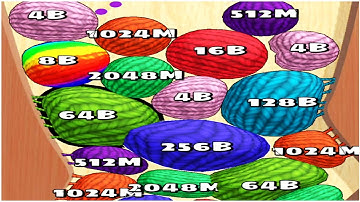 Blob Merge 3D - 2048 merge ball - drop 2048 ball - Gameplay Walkthrough - Reach 4096B, 8192B, 256B