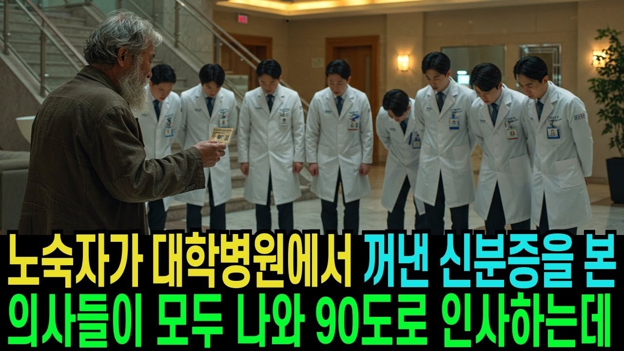 노숙자가  대학병원에서 꺼낸 신분증을 본 의사들이 모두 나와 90도로 인사하는데