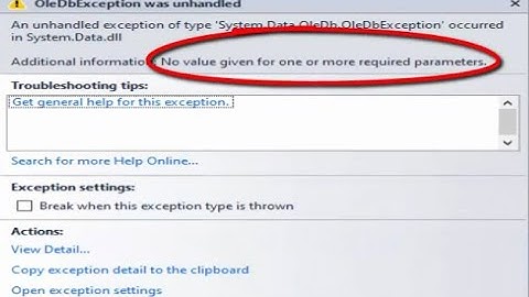 VB.net :solve error No value given for one or more required parameters in access database or Excel