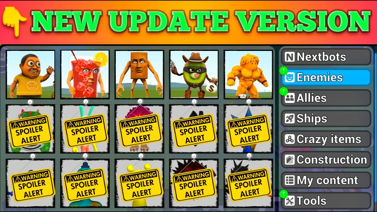 Update 7.8.0 Nextbots IN Playground! New Spaghetti Ti Ti Ti Update is now available