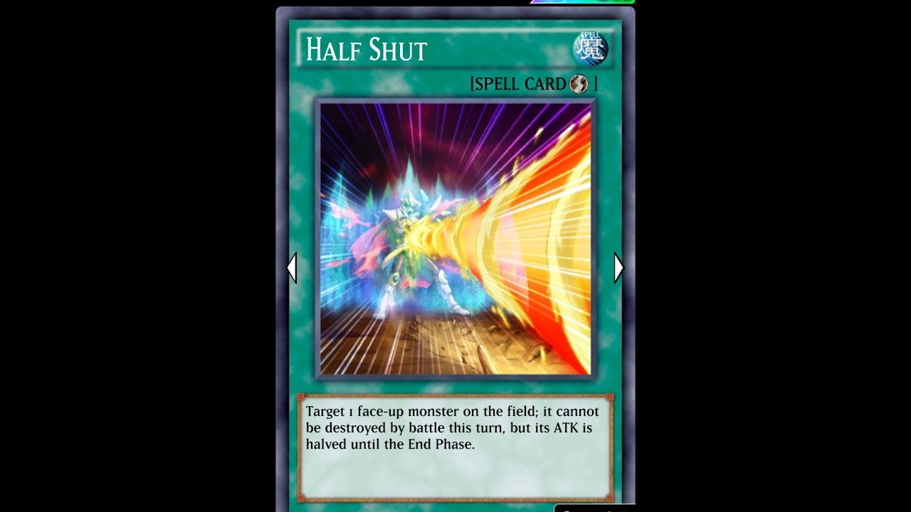 shut up yugioh card YU-GI-OH! - Half (BP02-EN158) - Battle Pack 2: War of The Giants - 1st Edition Drum Kingdom RarityCommon Card Effect[Counter] Look at 5 cards from the top of your deck and play up to 1 [Animal] type Character card with a cost of 3 or less. Trap Holic - Yu-Gi-Oh! Card