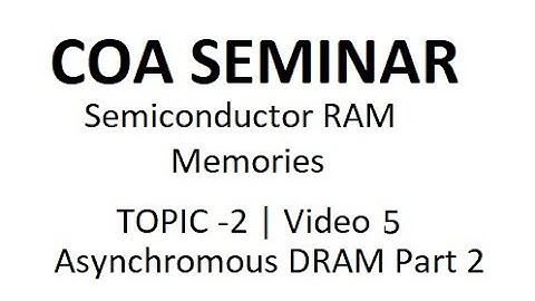 COA | Seminar | Topic -2 Video 5|Asynchronous DRAM Read and Write Operation