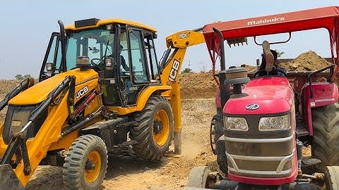 New Jcb 3dx Eco Xpert Loading Mud In Mahindra YUVO and Swaraj Tractor | All about Tractors and Jcb