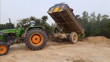 Eicher 557 hydraulic tractor Soil unloading video unload facility 23Ep-131 #tractorvision