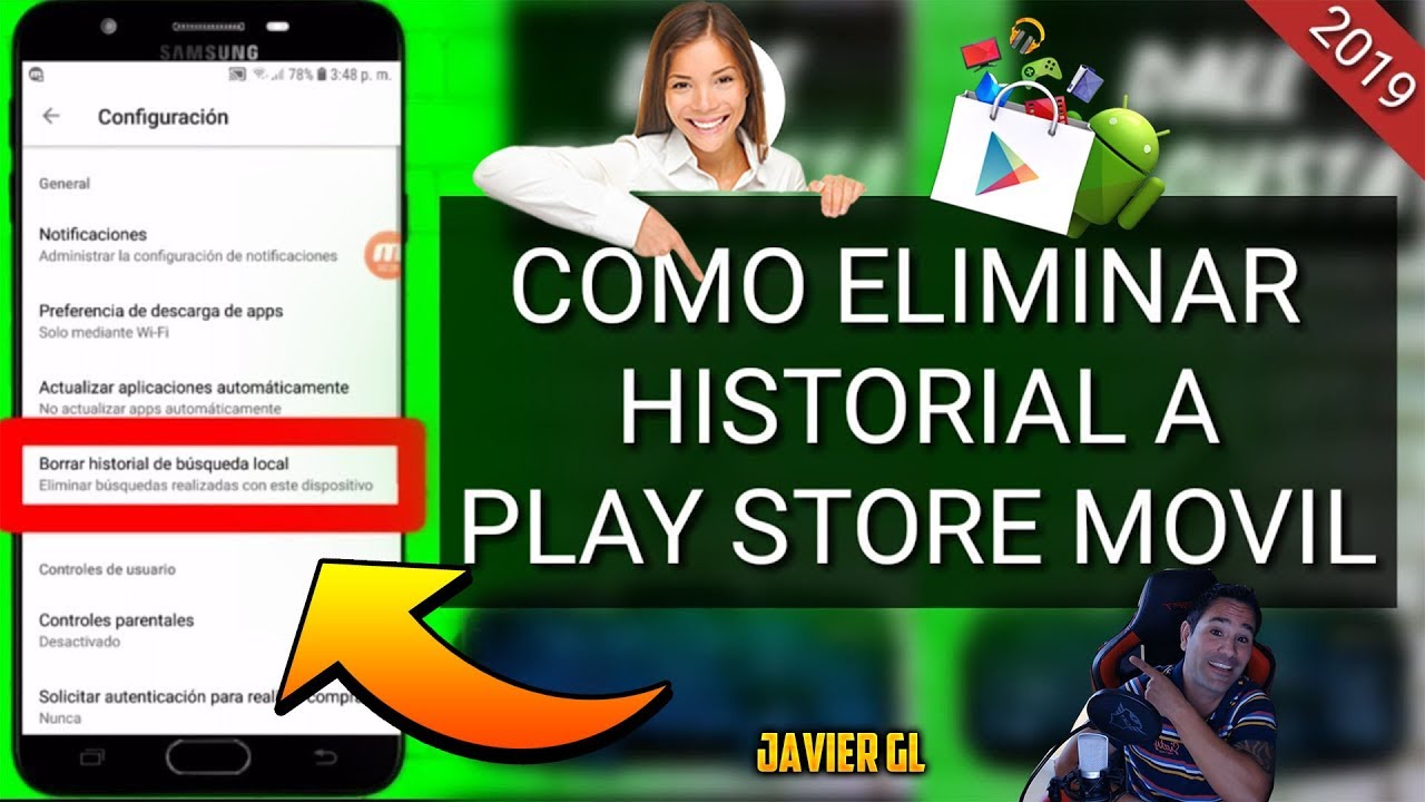 Como Borrar el Historial de Busqueda en la Play Store 2019 YouTube