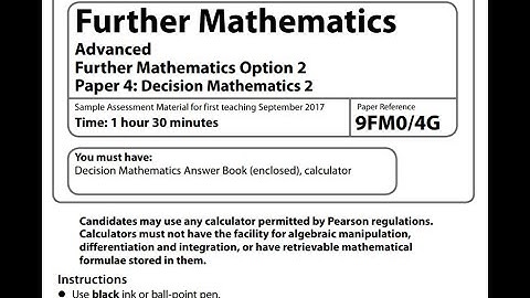 Decision 2 Sample paper Pearson Edexcel A level further maths