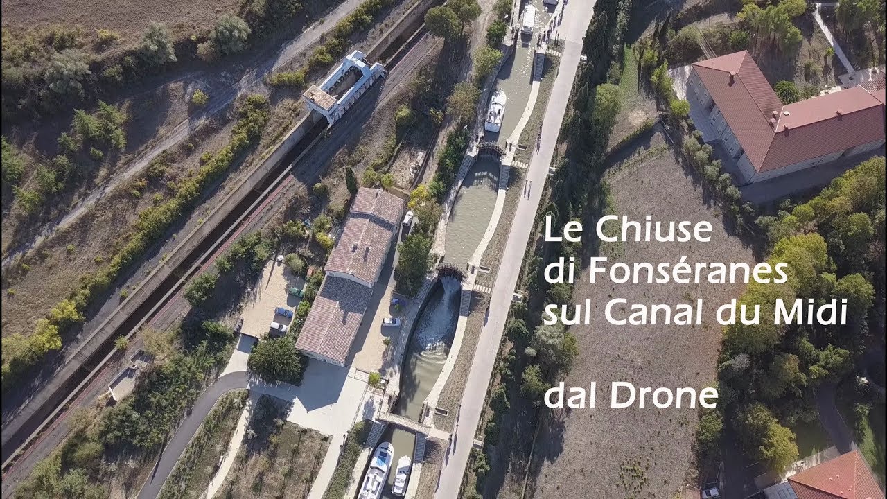 Il Canal du Midi dal drone -  Le Chiuse di Fonséranes - HD