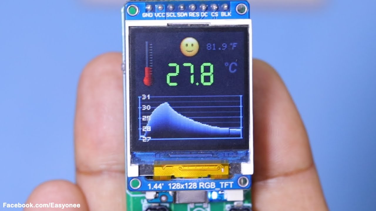 ESPboy weather station Using DS18B20 - YouTube