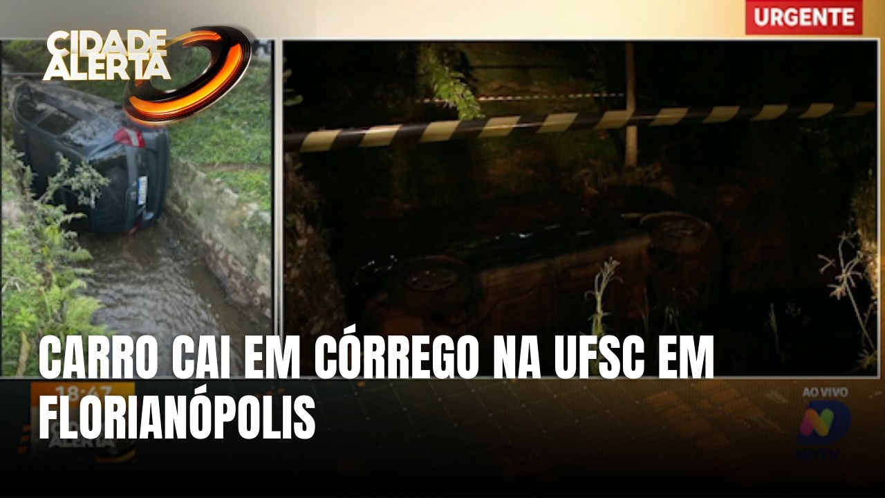 Carro cai em córrego dentro da UFSC, em Florianópolis, SC