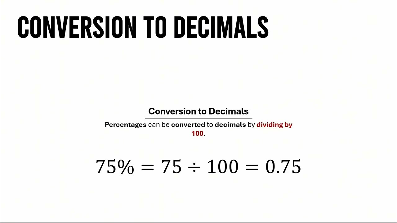 Percentage conversion to Decimals | Arithmetic #85