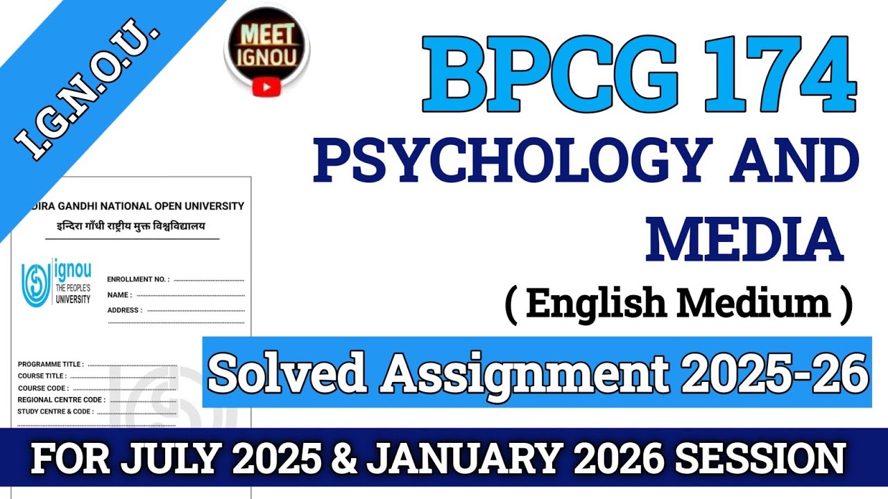 Bpcg 174 Solved Assignment 2025-26 // Psychology and Media // 