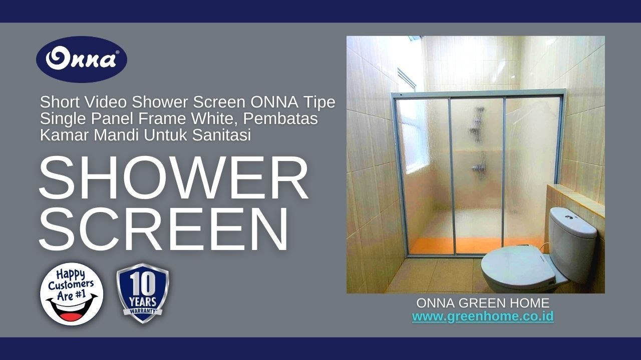 Short Video Shower Screen ONNA Tipe Single Panel Frame White, Pembatas ...