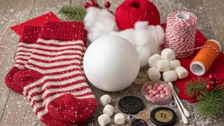 5 Dakikada Kardan Adam! 🤩 Kendin Yap: Çorap ve Strafor Toplarından Fikirler 🧶🎄