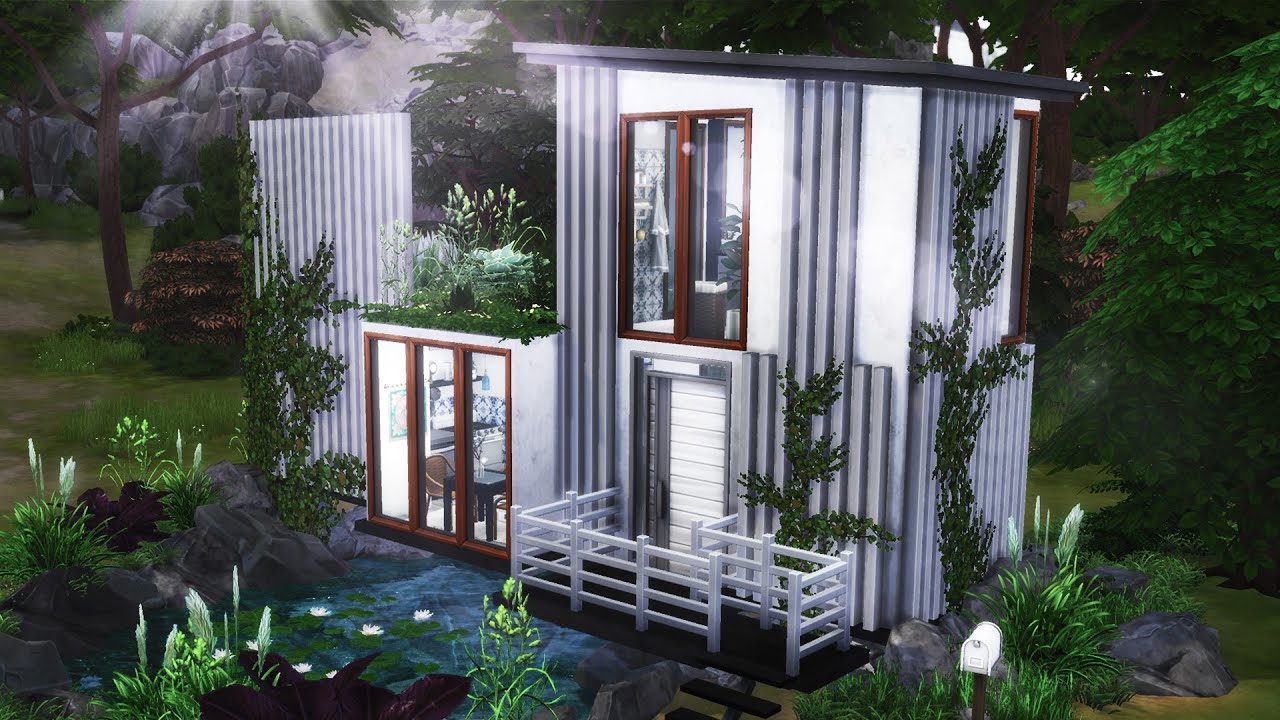 MODERN TINY HOUSE | 64 Tiles | The Sims 4 speed build | NO CC - YouTube