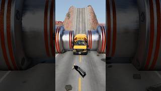 Cars & School Bus vs Chained Hydraulic Crush - BeamNG.Drive