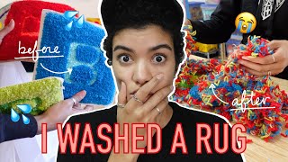 I WASHED my TUFTED RUG 💦 || SPOILER : it completely fell apart 😭