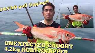 Jigging at Davao gulf Toril, Unexpected caught 4.2kg Ruby Snapper, Jigging in the Philippines.