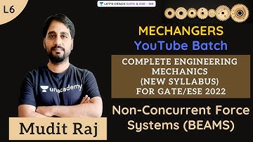 L6 | Non-Concurrent Force Systems (BEAMS) | Engineering Mechanics | GATE & ESE 2022 | Mudit Raj