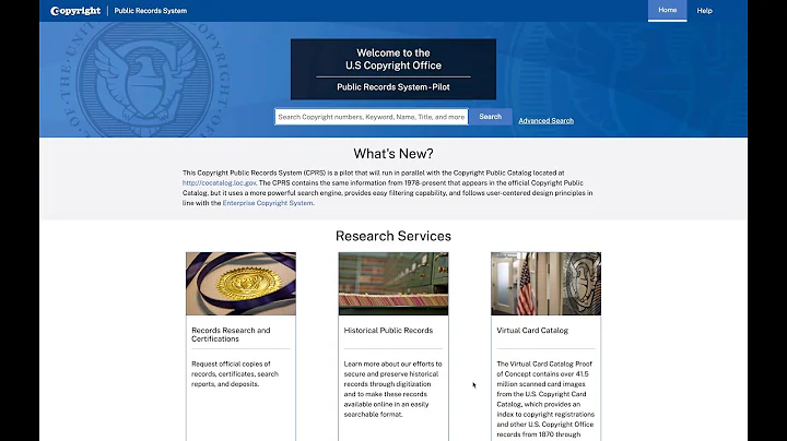 Copyright Public Records System Pilot Tutorial
