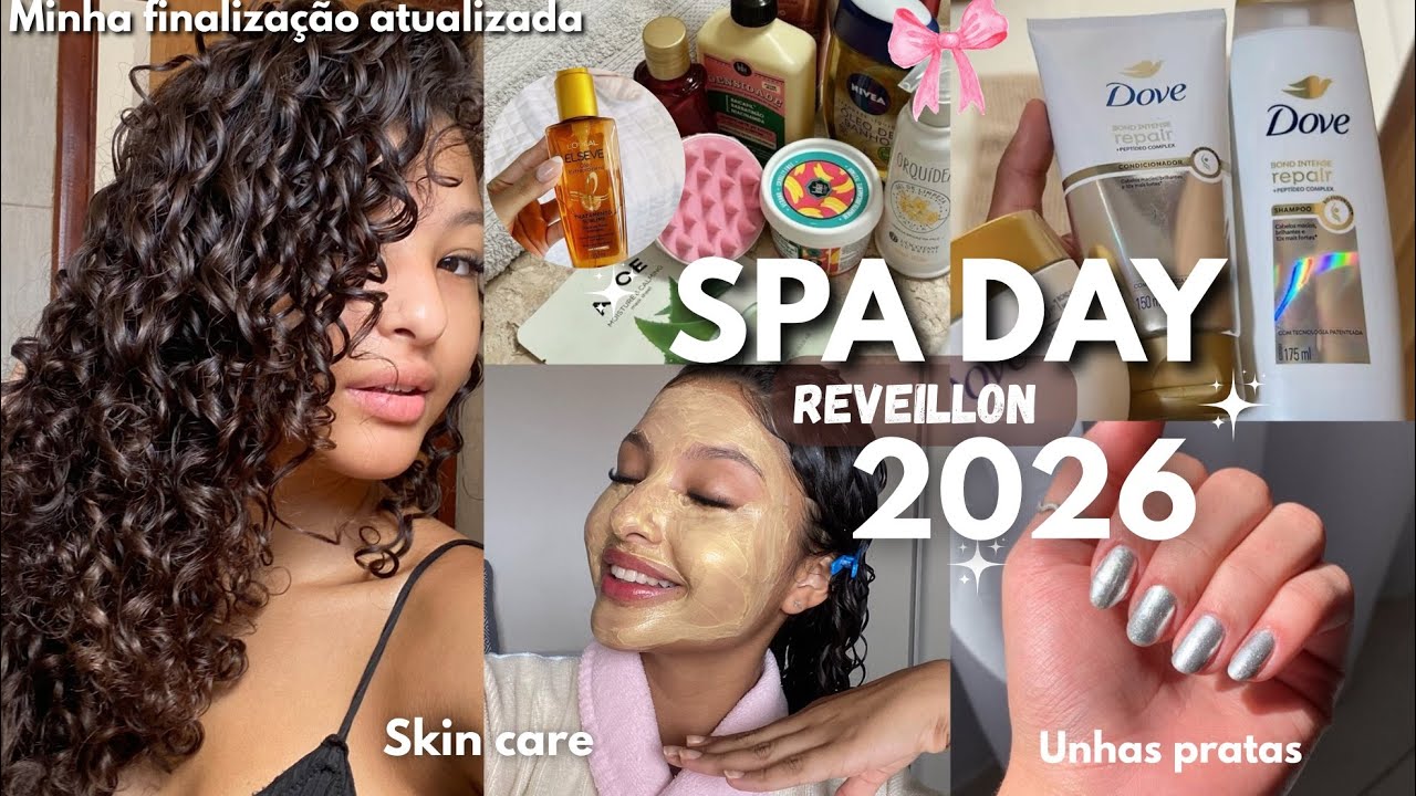 SPA DAY PARA O ANO NOVO/Finalização cabelo, sombrancelha, máscara de hidratação no rosto,nails🥂🤍🌟