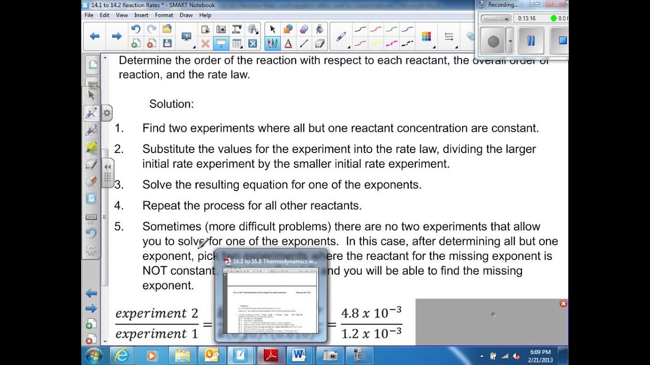 Dr. Udell Honors Chem 14.1 to 14.2 chemical kinetics Reaction Rates