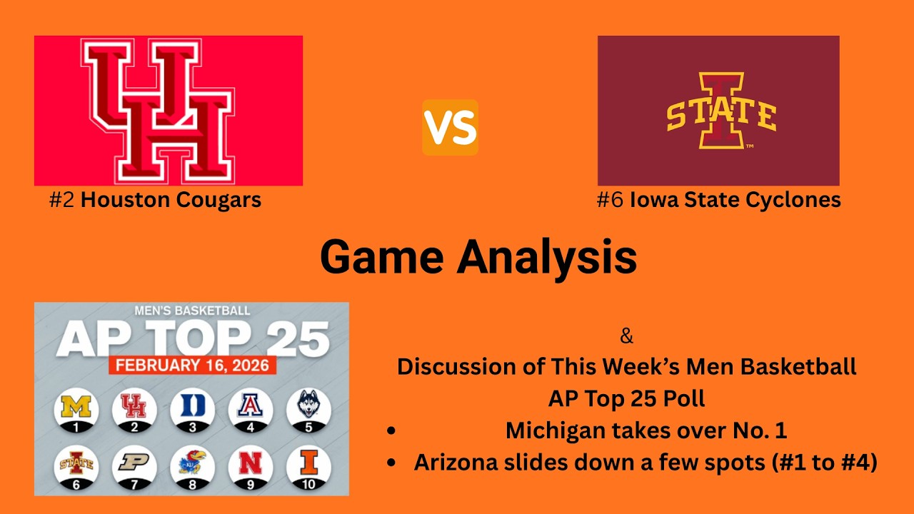#2 Houston vs. #6 Iowa State Game Recap (2/16/26) & Discussion of this week's AP Top 25 Poll