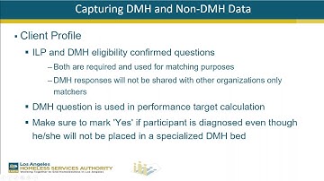 Clarity HMIS - ILP Data Entry Process and Performance Target Overview
