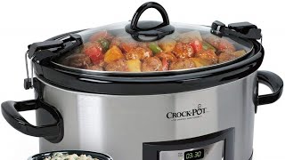 Crock pot 6 Quart Metallic Cooker with Hinged Lid Black Locking Lid