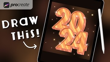 Procreate Step by Step Tutorial - 2024 Metallic Lettering - Draw With Me - iPad Art