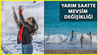 Antalyada Zirvede Kar, Sahilde Deniz Keyfi