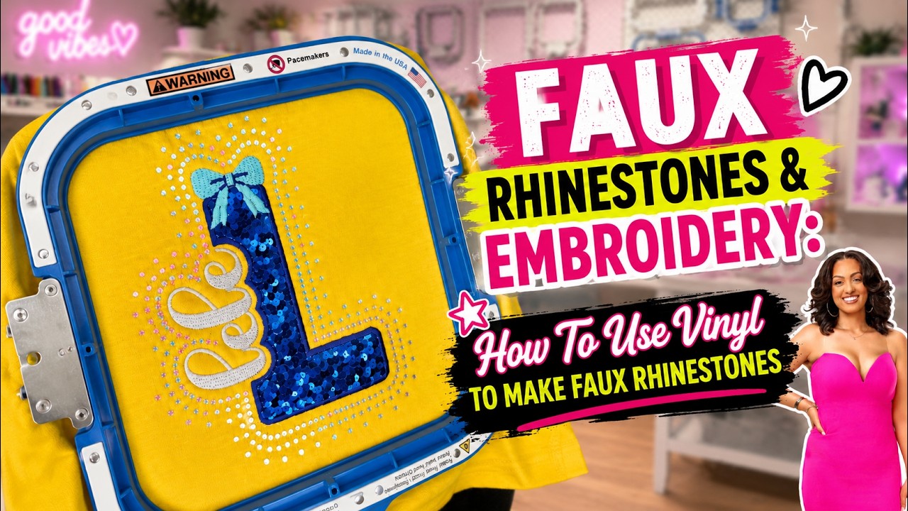 FAUX RHINESTONES with HOLOGRAPHIC VINYL?! 😍 Embroidery + Bling