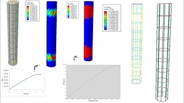 Circular RC column analysis using compressive and tensile damage|force/deflection curve | abaqus