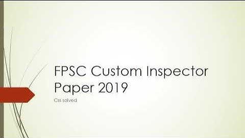 FPSC Custom Inspector past paper 2019 Part 1