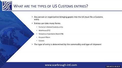 US Customs entry – Temporary Importation Bond TIB