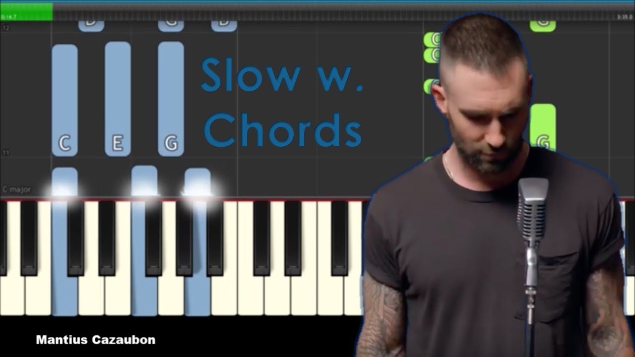 Maroon 5 Girls Like You Slow Piano Tutorial with Chords