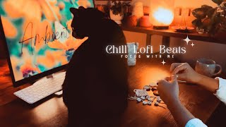 3.5-HR Chill Lofi Beats🎵for Study / Work / Craft / Relax 🧘🏽 Focus With Me & My Cats🐈🐈‍⬛💛