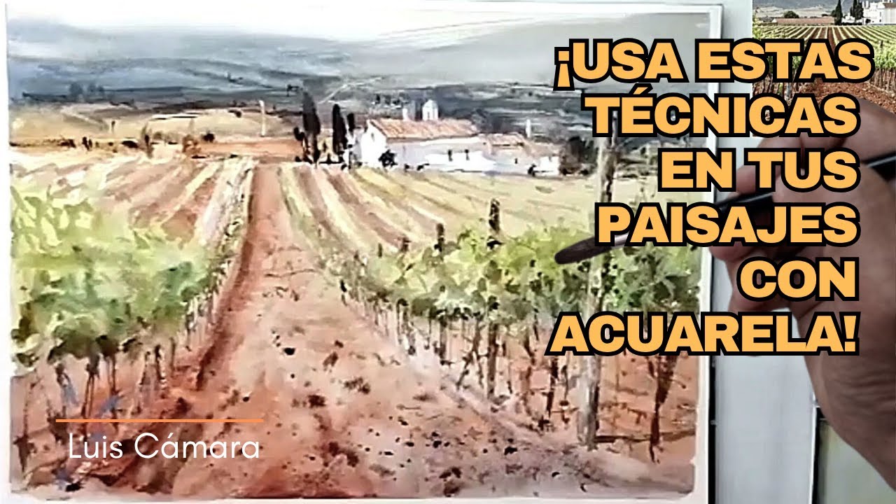 TÉCNICAS básicas para tus PAISAJES EN ACUARELA: arrastrado, reservas, salpicados... y mucho más.