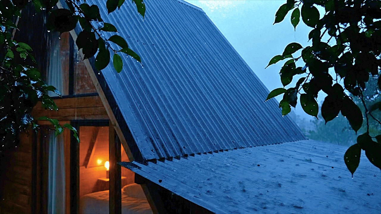 Som de Chuva para Dormir Profundamente | Barulho de Chuva e Trovões Pesados no Telhado à Noite