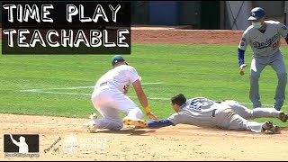 Time Play Teachable of Third Out in Oakland as Fielder Chapman Retires Oversliding Austin Barnes