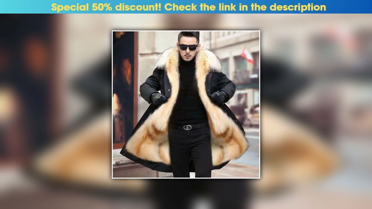 Slide Fur Lined Parkas Men Faux Fur Coat Big Size Hooded Warm Long Fox Fur Coat Snowsuit High Quali